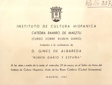 [Conferencia Rubén Darío y España] : 29-03-1967 (1967)
